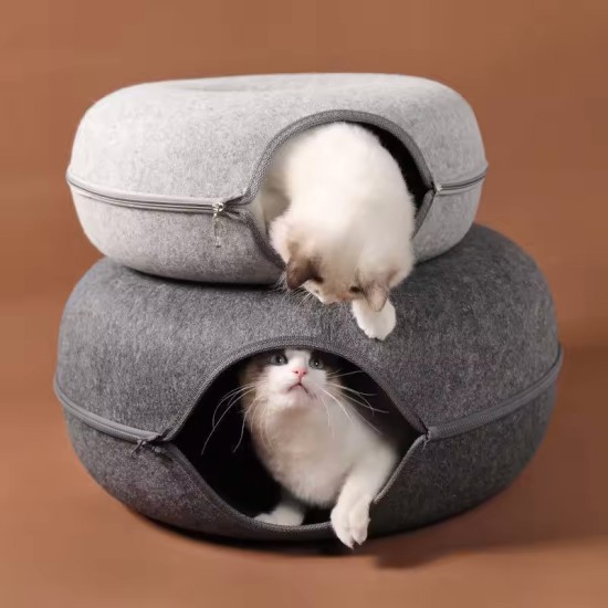 Donut Cat Bed Interactive Tunnel Pet Felt Indoor Toys Cats House Kitten Training Toy Cat Kennel Pets Supplies Donut Cat Bed Interactive Tunnel Pet Felt Indoor Toys Cats House Kitten Training Toy Cat Kennel Pets Supplies